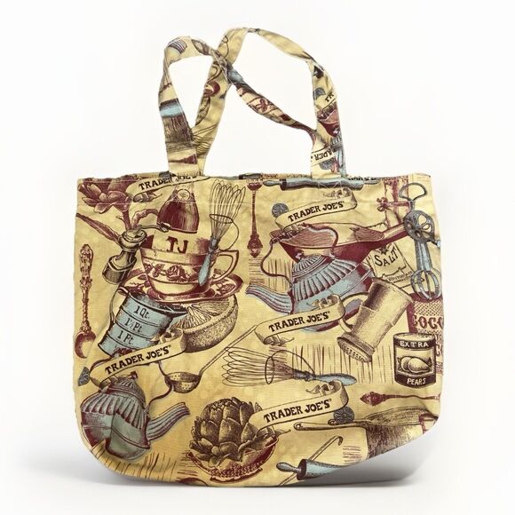 Trader Joe’s Reusable Canvas Tote Kitchen Grocery Boston Motifs - Picture 11 of 11
